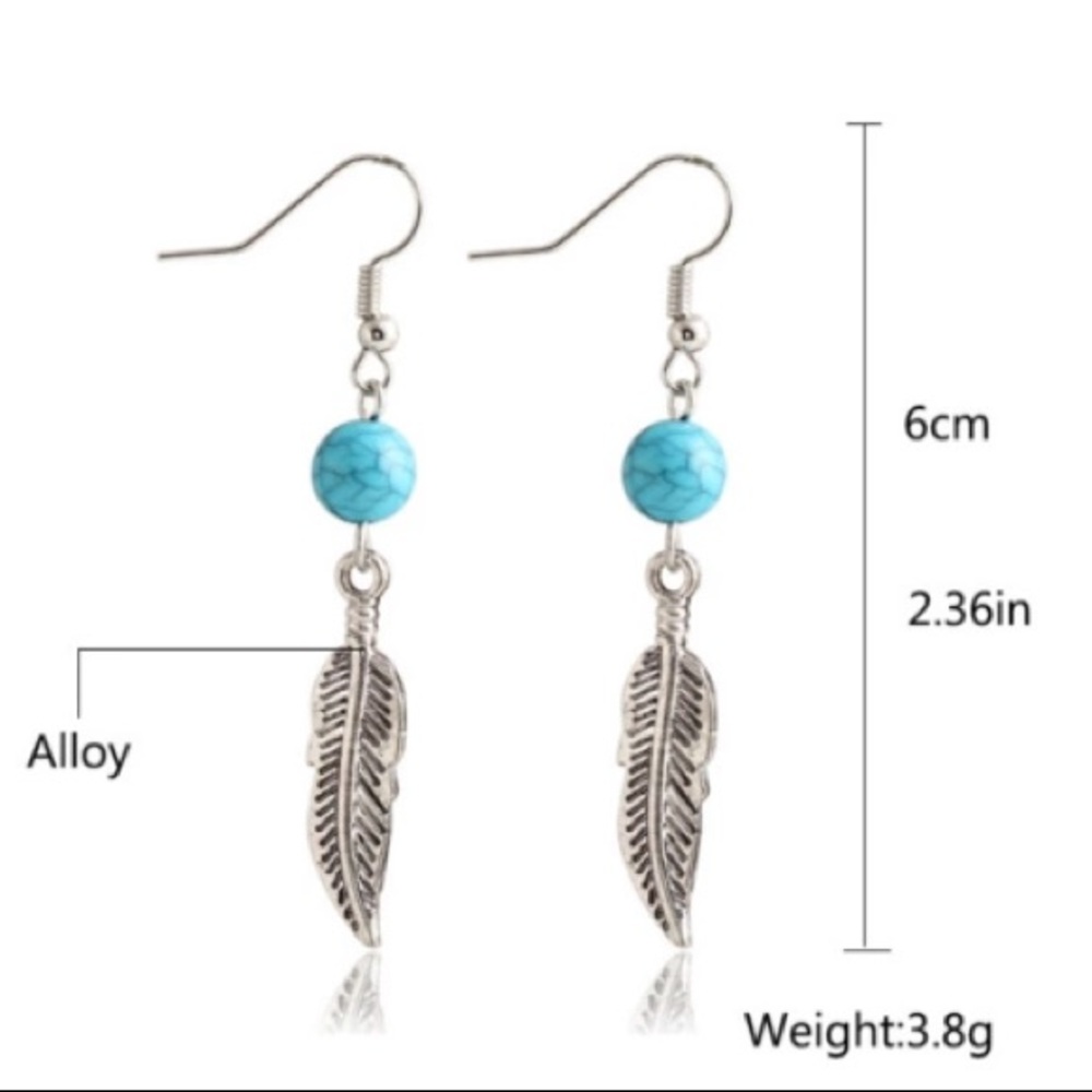 🎉Bohemian Style BlueBeads Leaves Earrings - Picture 4 of 5